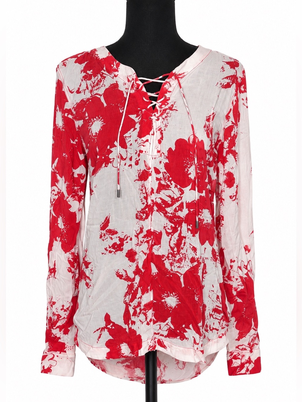 Calvin Klein Jeans Red & White Lace-Up Floral Tunic